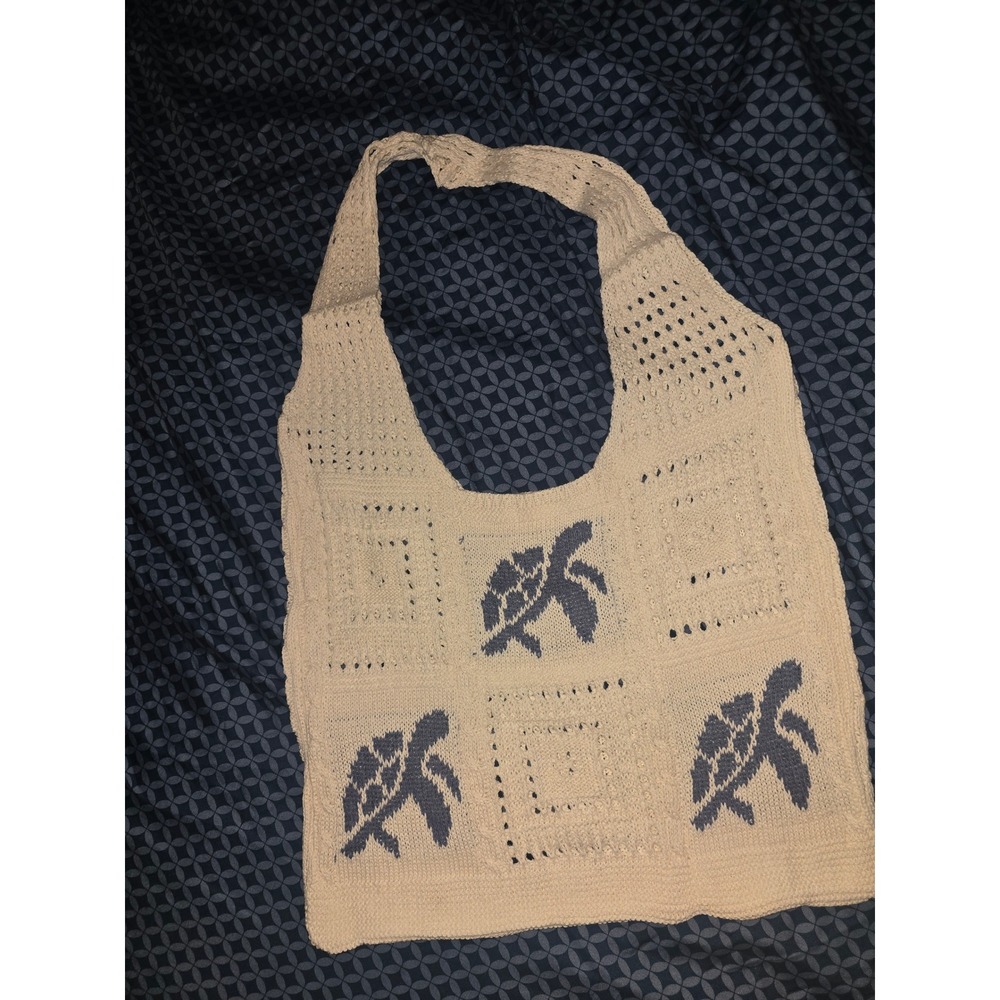 Knitted Bag Vintage Handmade Turtle Pattern Tote Bag for Women Large Capacity